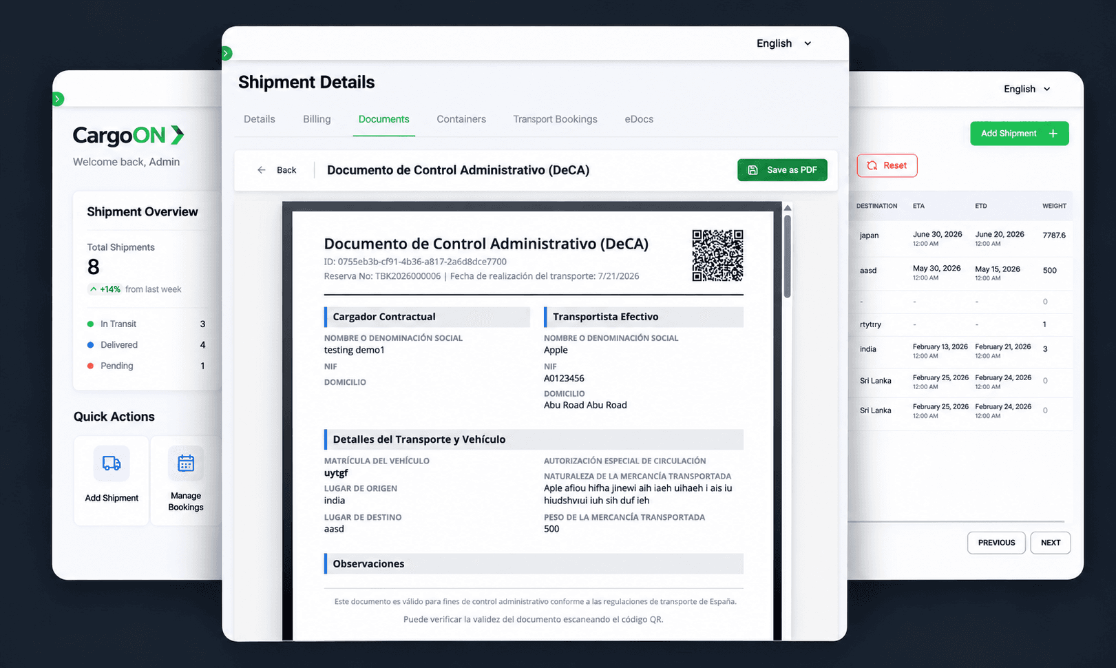 CargoON Dashboard Preview
