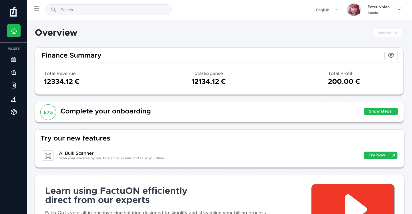FactuON Dashboard Preview