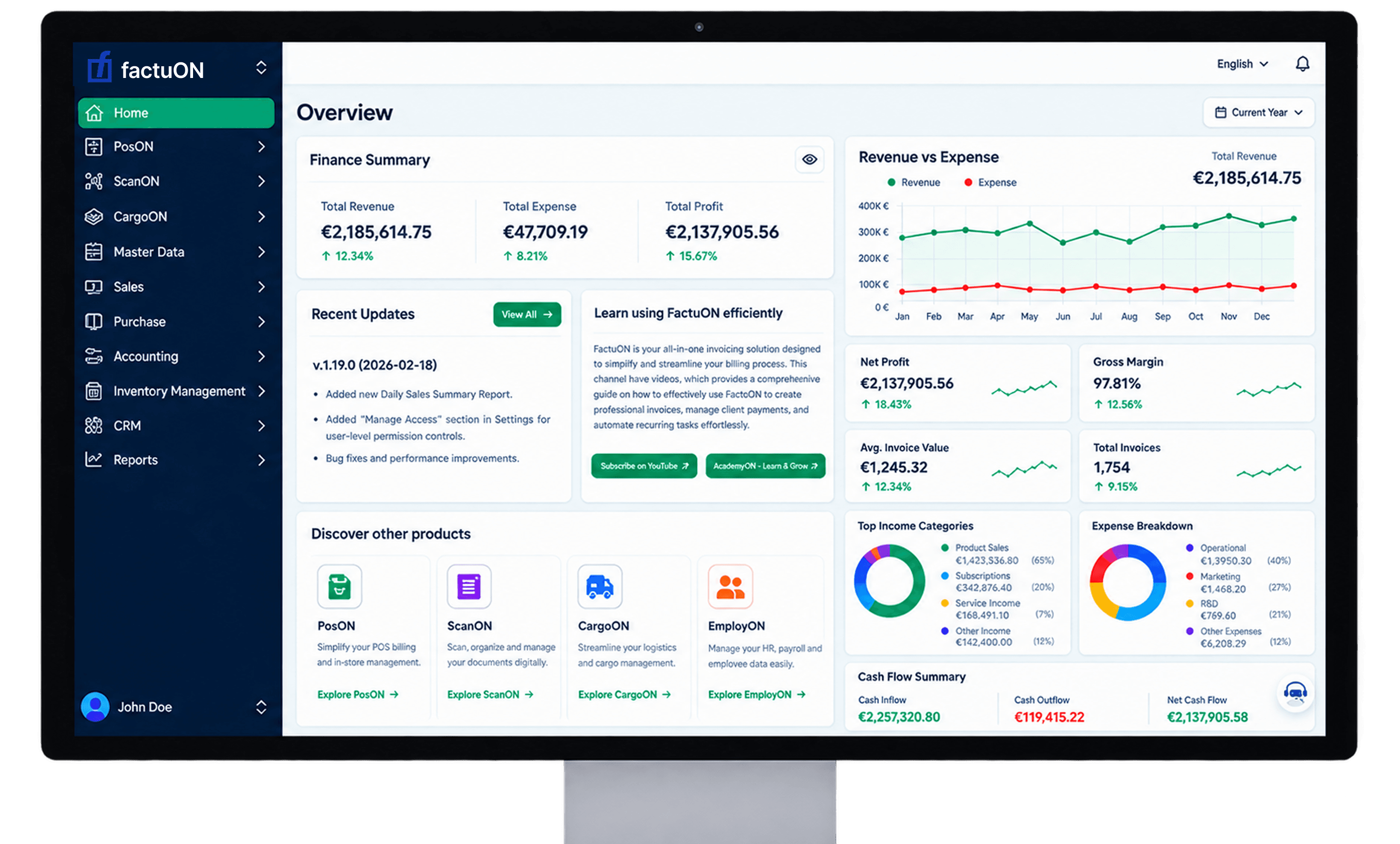 FactuON dashboard
