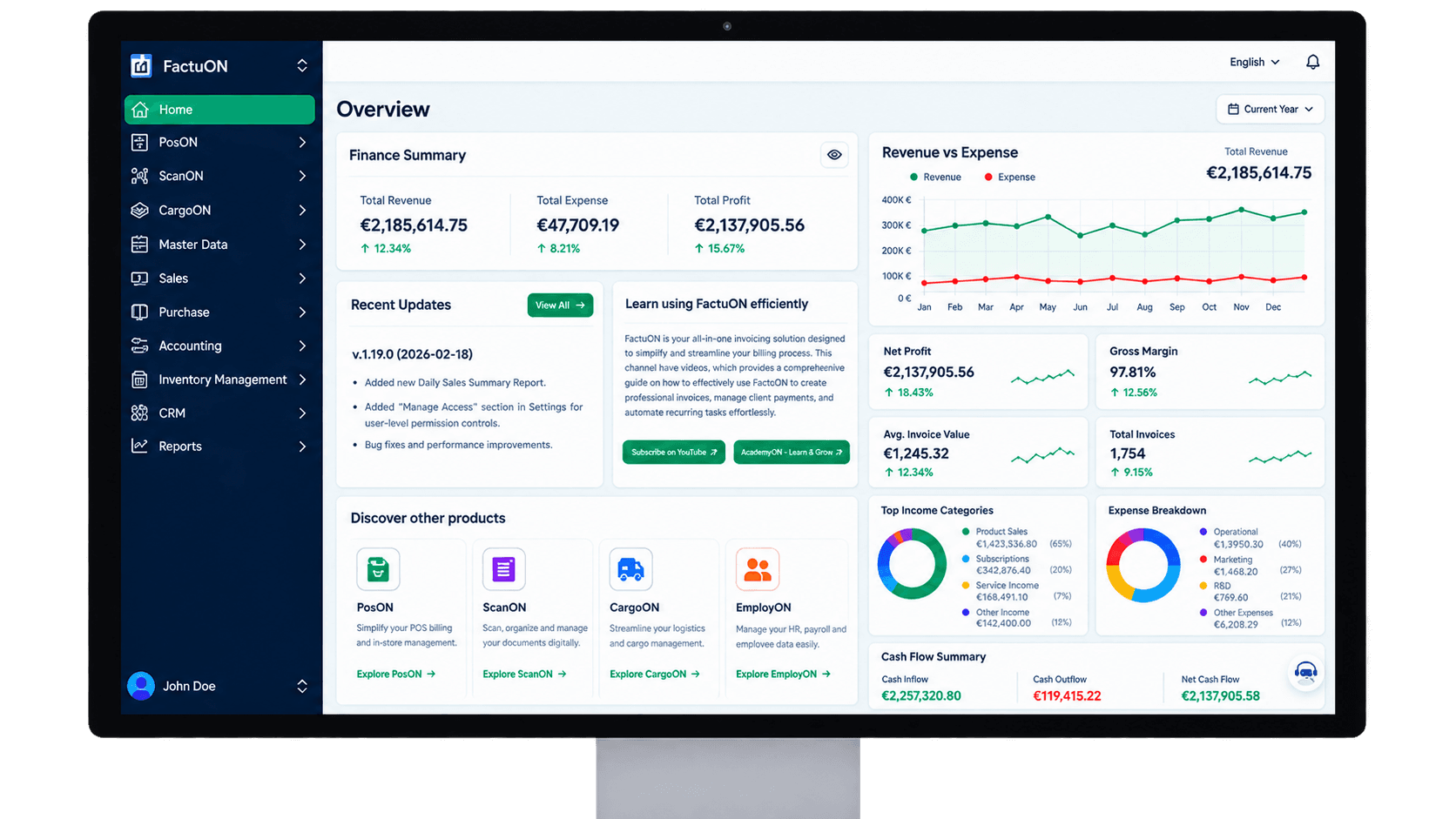 FactuON dashboard