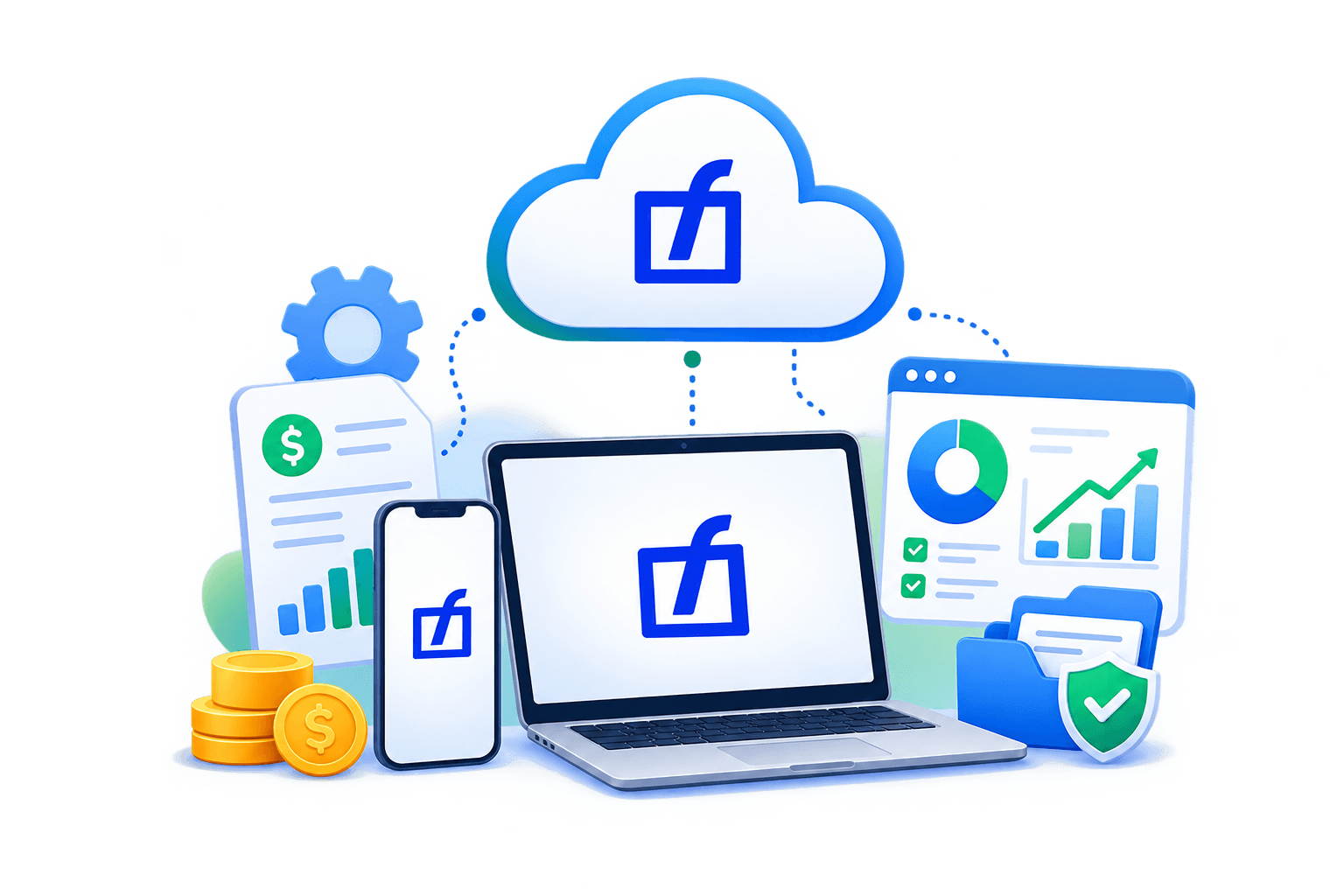 FactuON cloud-based accounting software and business management dashboard